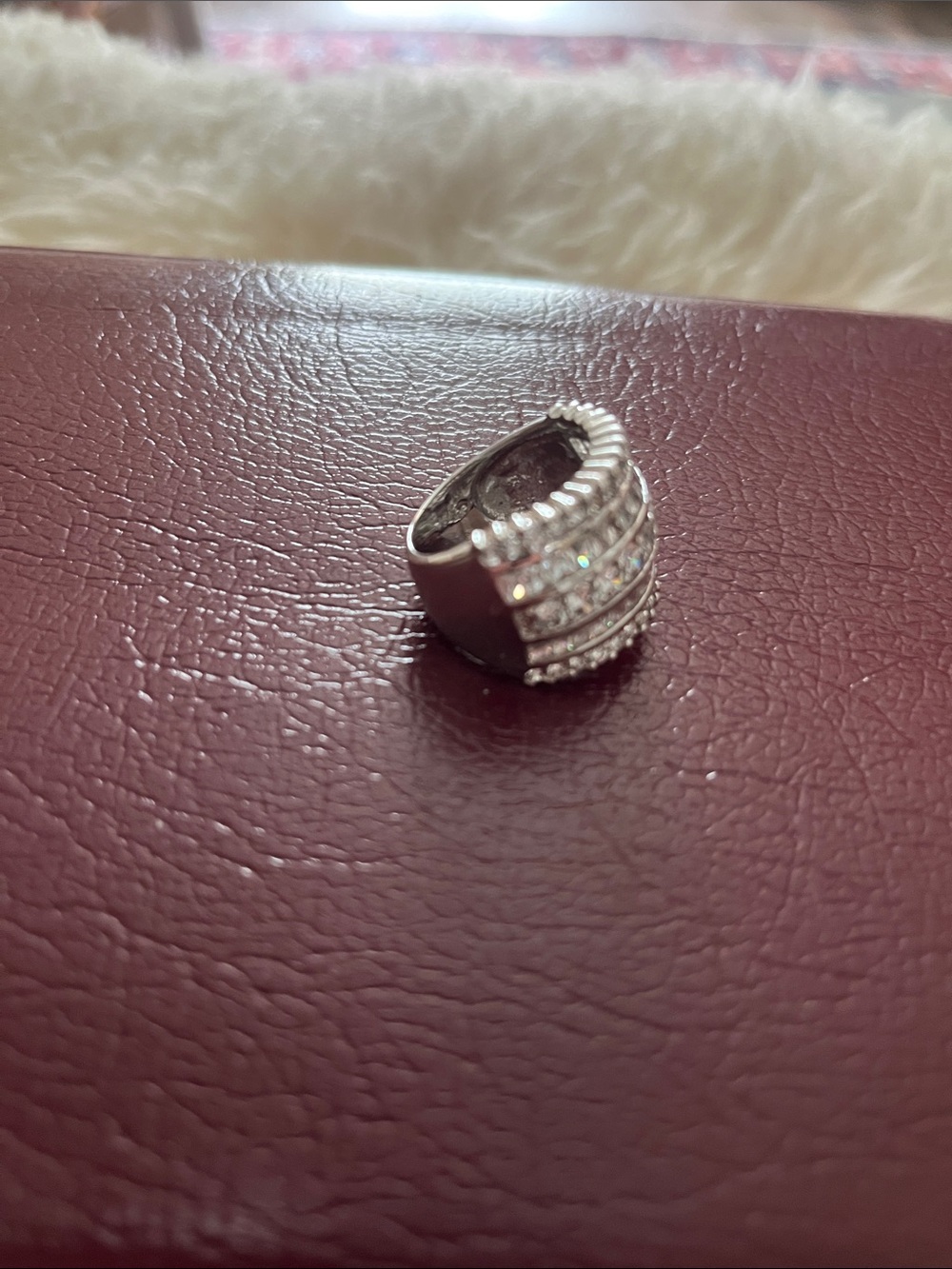 Wide Silver-Tone Crystal Row Ring - Clear